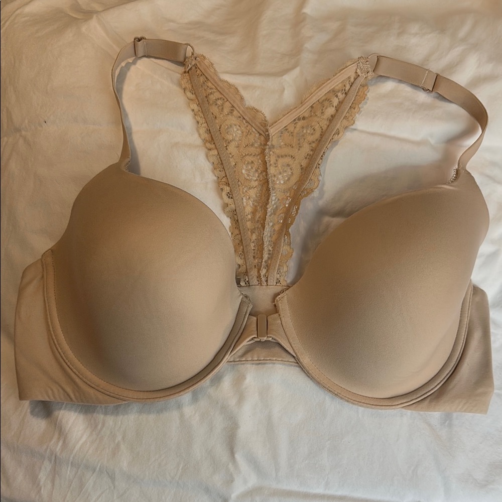 Body by Victoria Racerback Lined Elegant Lace Back Nude Bra